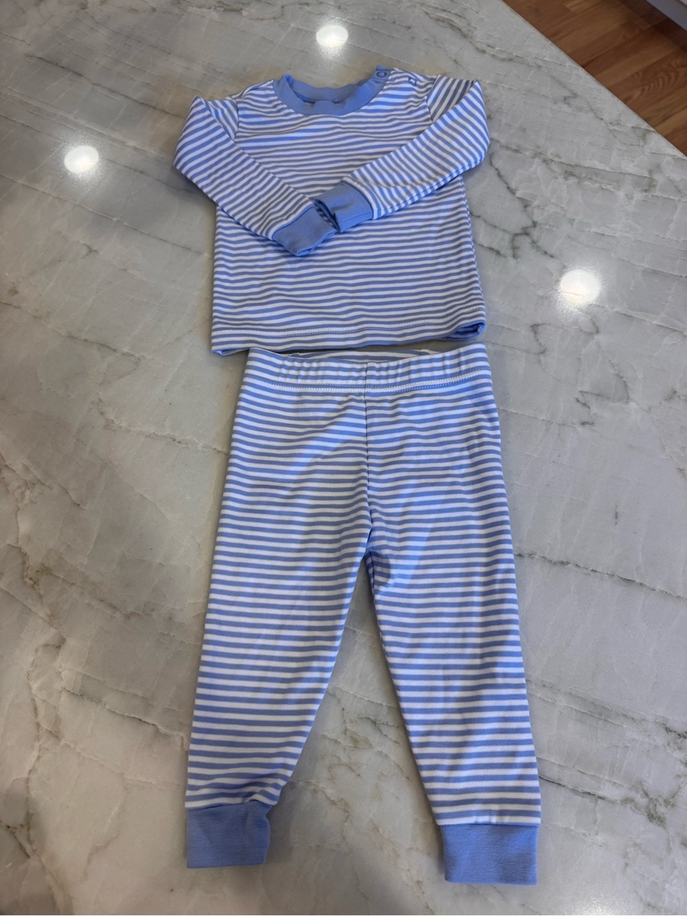 NWOT BABY LAKE Blue & White Striped Long-Sleeve Pajama Set